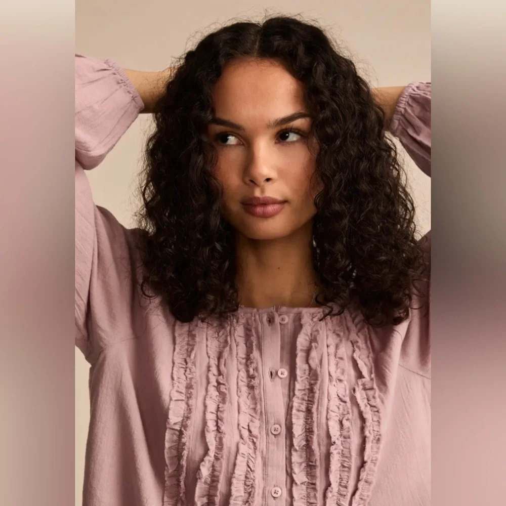 ***SOLD*** NWT Lucky Brand Ruffle Tuxedo Blouse - Picture 4 of 5